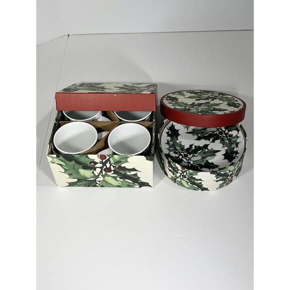 BIA Cordon Bleu Porcelain Christmas 4 Mugs & 4 Plates Holly Dinner Berries Set - Picture 2 of 12